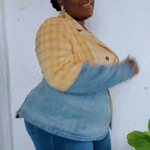 Plaid & Denim Blazer - Picture 3 of 5